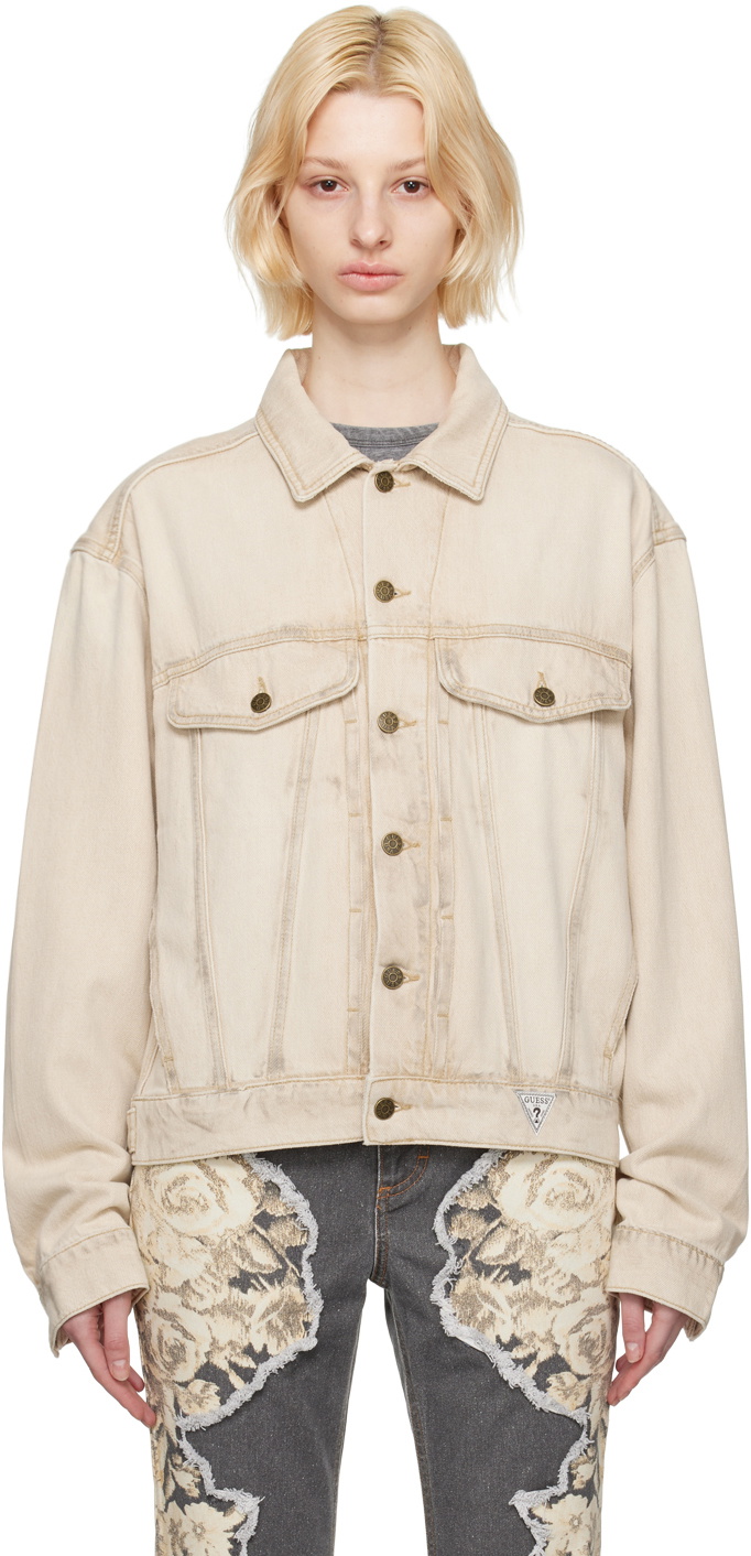 Guess Jeans U.S.A. Beige Smudged Denim Jacket