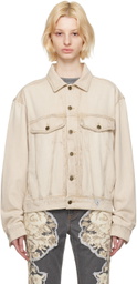 Guess Jeans U.S.A. Beige Smudged Denim Jacket