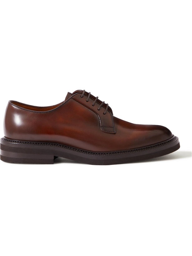 Photo: BRUNELLO CUCINELLI - Leather Derby Shoes - Brown