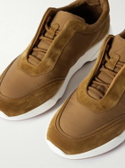 Loro Piana - Modular Walk Leather-Trimmed Canvas and Suede Sneakers - Brown