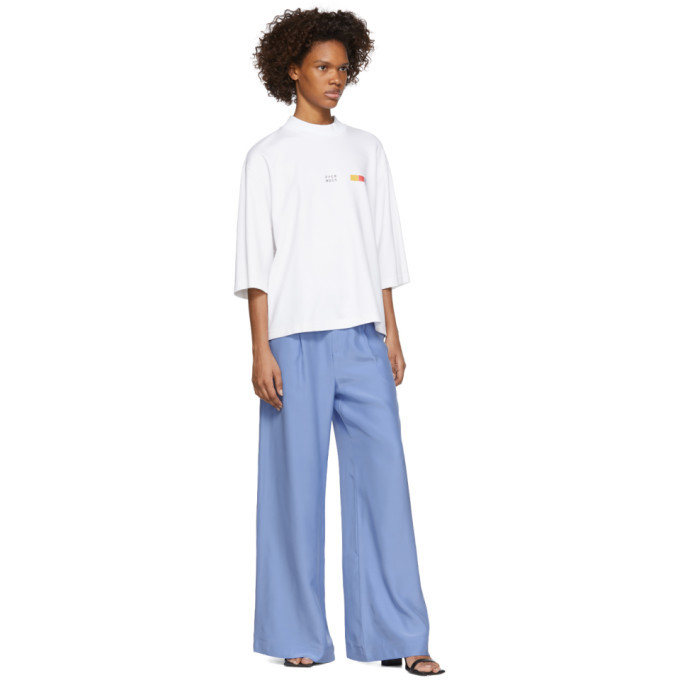 Pyer Moss White Cropped Classic Logo Mock Neck T-Shirt