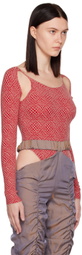 Rui Red & Beige Jacquard Bodysuit