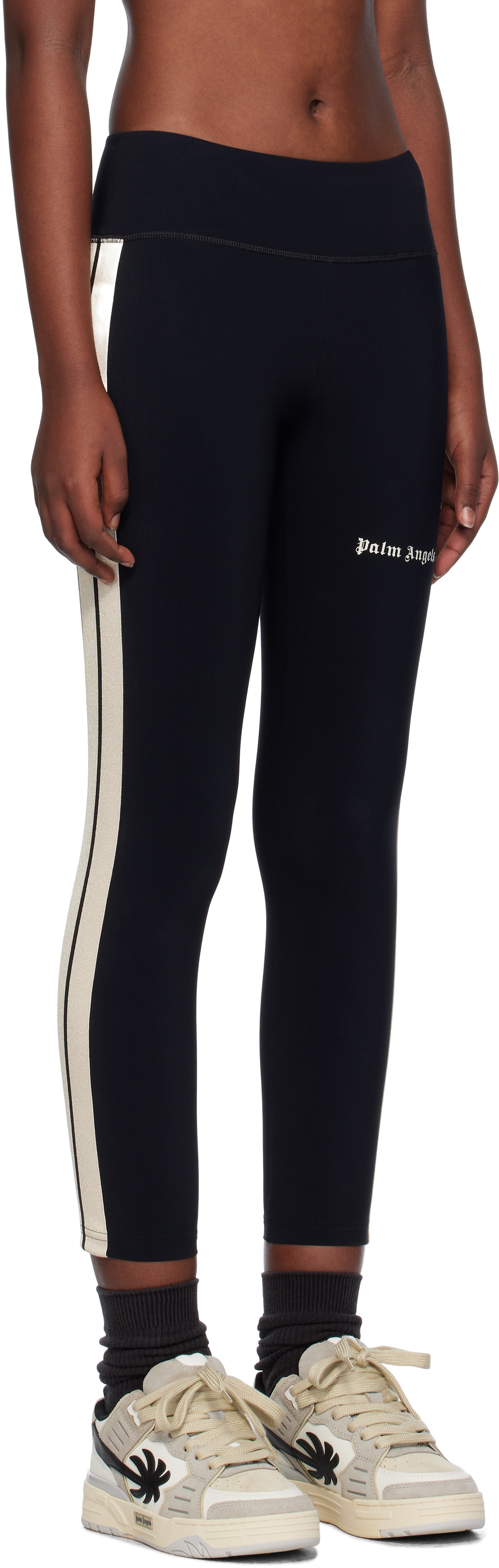 Palm Angels Black & Off-White Training Track Sport Leggings
