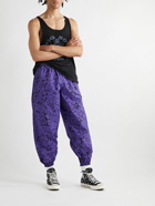 Y,IWO - Tapered Printed Cotton-Ripstop Track Pants - Purple