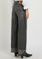 B Sides Reworked Vintage Culotte Panelled Wide-leg Jeans Black