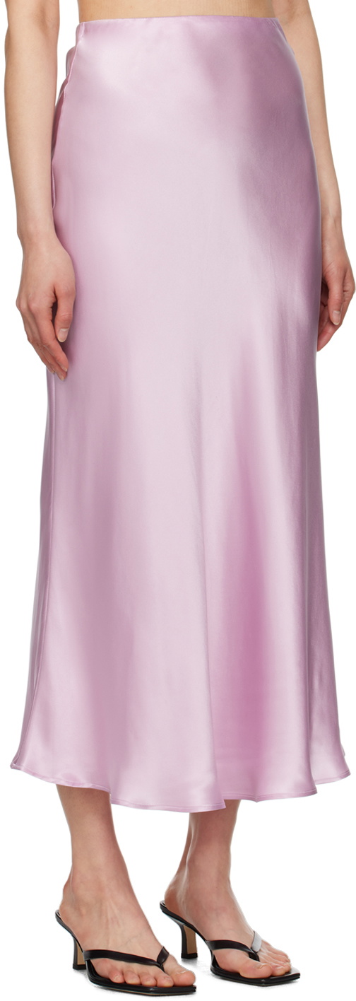 Silk Laundry Purple Bias-Cut Midi Skirt