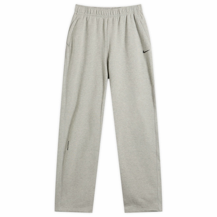 Photo: Nike x NOCTA Cardinal Stock Open Hem Fleece Pant in Dark Grey Heather/Matte Silver/Black