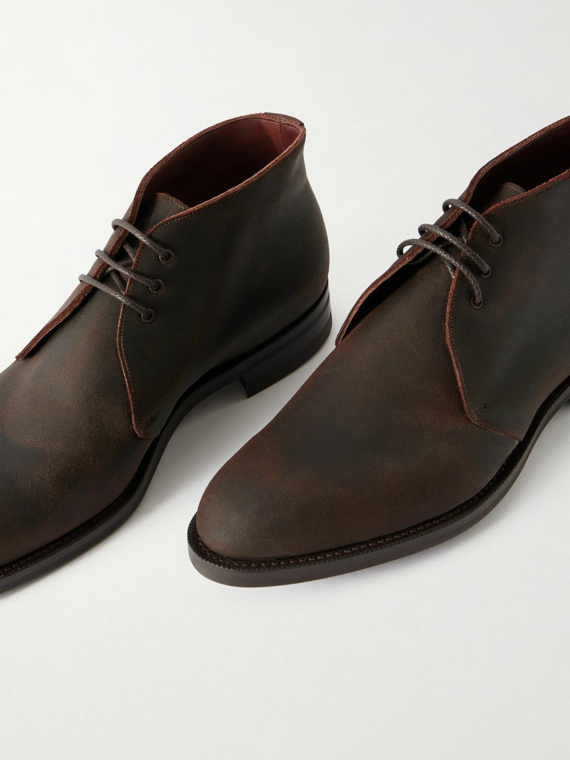 Edward Green - Lanark Waxed-Suede Desert Boots - Brown