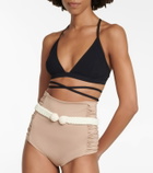 Johanna Ortiz High-rise belted bikini bottoms