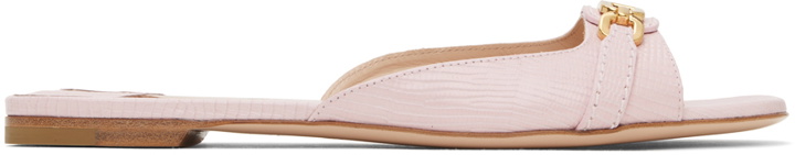Photo: TOM FORD Pink Stamped Lizard Leather Whitney Slides