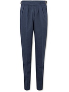 Rubinacci - Manny Slim-Fit Tapered Pleated Cotton-Twill Trousers - Blue