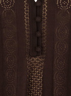 TwinSet Brown Dress With V-neck And Knitted Design With All-over Embroidery In Fabric Woman