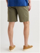 Purdey - Rivera Straight-Leg Pleated Stretch-Cotton Shorts - Green