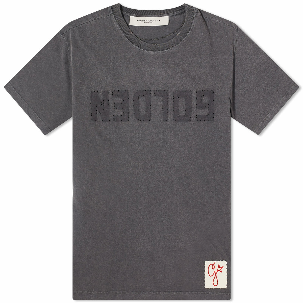 Golden Goose Men's Golden Distressed Logo T-Shirt in Anthracite