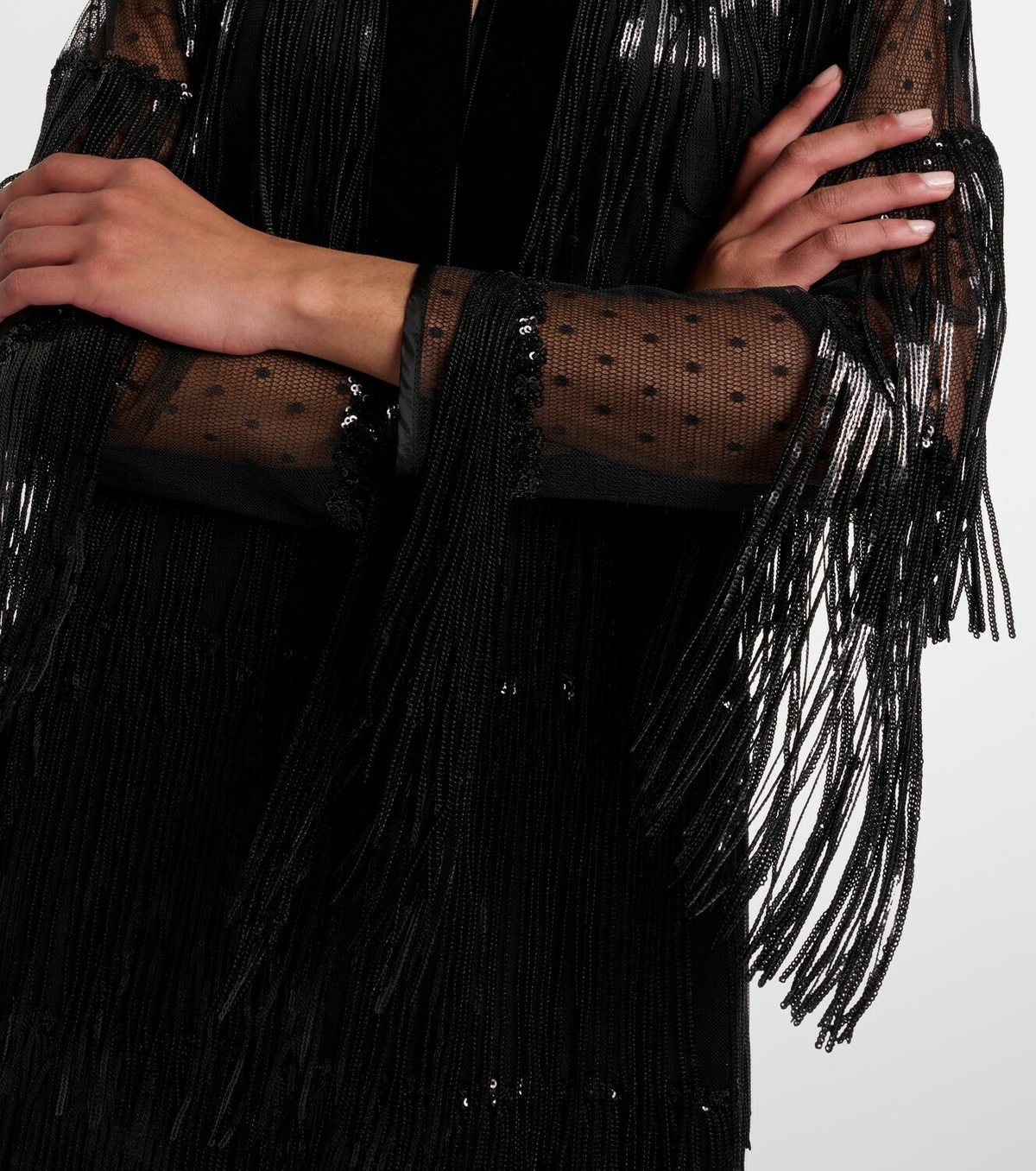 Nina Ricci Fringed sequined tulle maxi dress