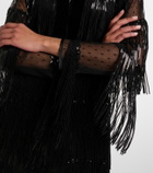 Nina Ricci Fringed sequined tulle maxi dress
