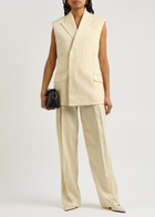 Helmut Lang Sleeveless Linen-blend Blazer Off White