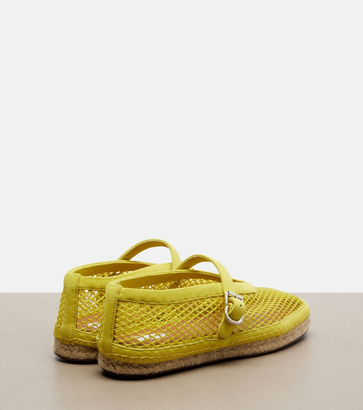 Alaïa Fishnet suede-trimmed espadrilles