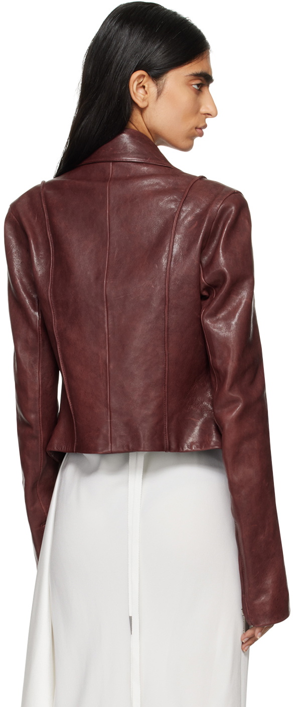 Ann Demeulemeester Burgundy Esther Biker Leather Jacket