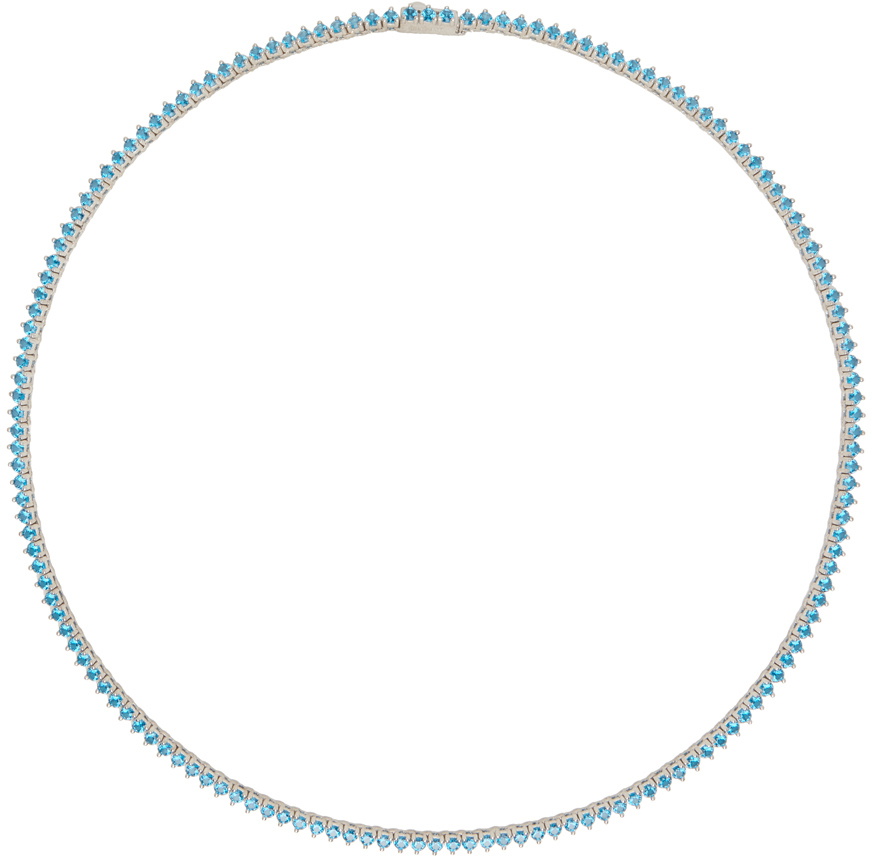 アクセサリー Numbering #3710 Tennis Necklace Numbering SSENSE Exclusive Silver & Blue #3710 Tennis Necklace