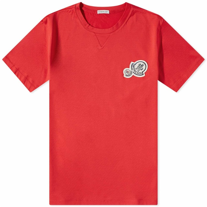 Photo: Moncler Men's Multi Logo T-Shirt in Red