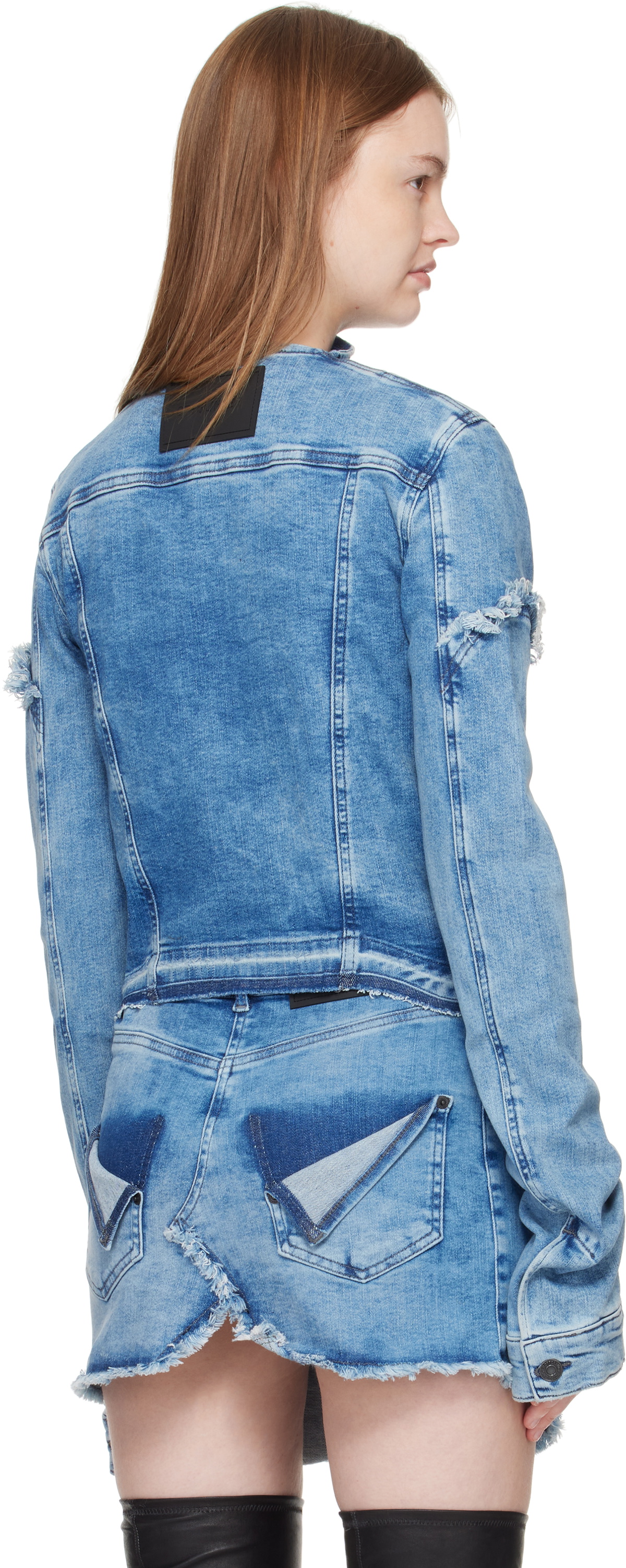 Ottolinger Blue Drape Collar Denim Jacket