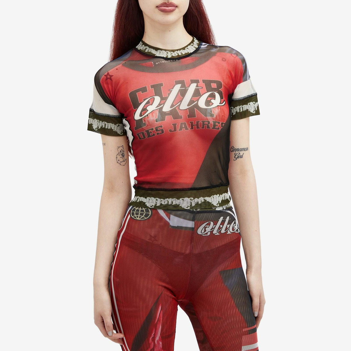 Ottolinger Women's Print Mesh T-Shirt in Soccer Ottolinger