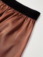 TOM FORD - Velvet-Trimmed Stretch-Silk Satin Boxer Briefs - Brown