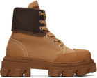 GANNI Tan Cleated Canvas Trail Boots
