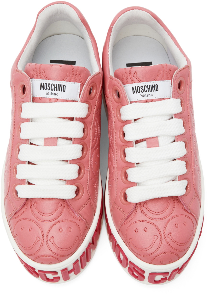 Moschino Kids logo-patch sheepskin sneakers - White