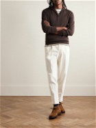 Incotex - Slim-Fit Virgin Wool Half-Zip Sweater - Brown