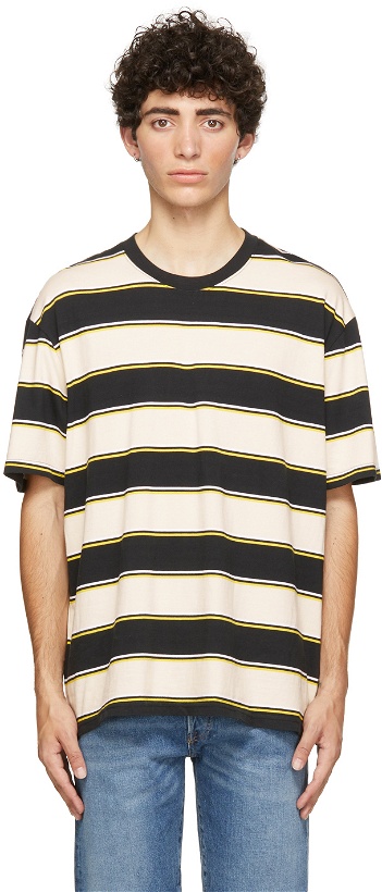 Photo: Levi's Beige & Black Stripe Stay Loose T-Shirt