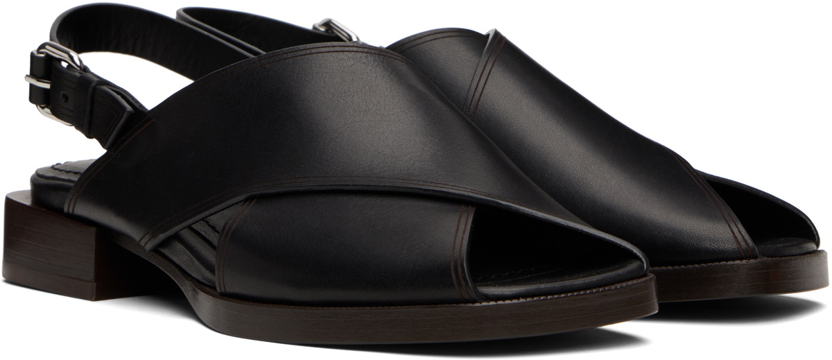 LEMAIRE Black Cross Flat Sandals
