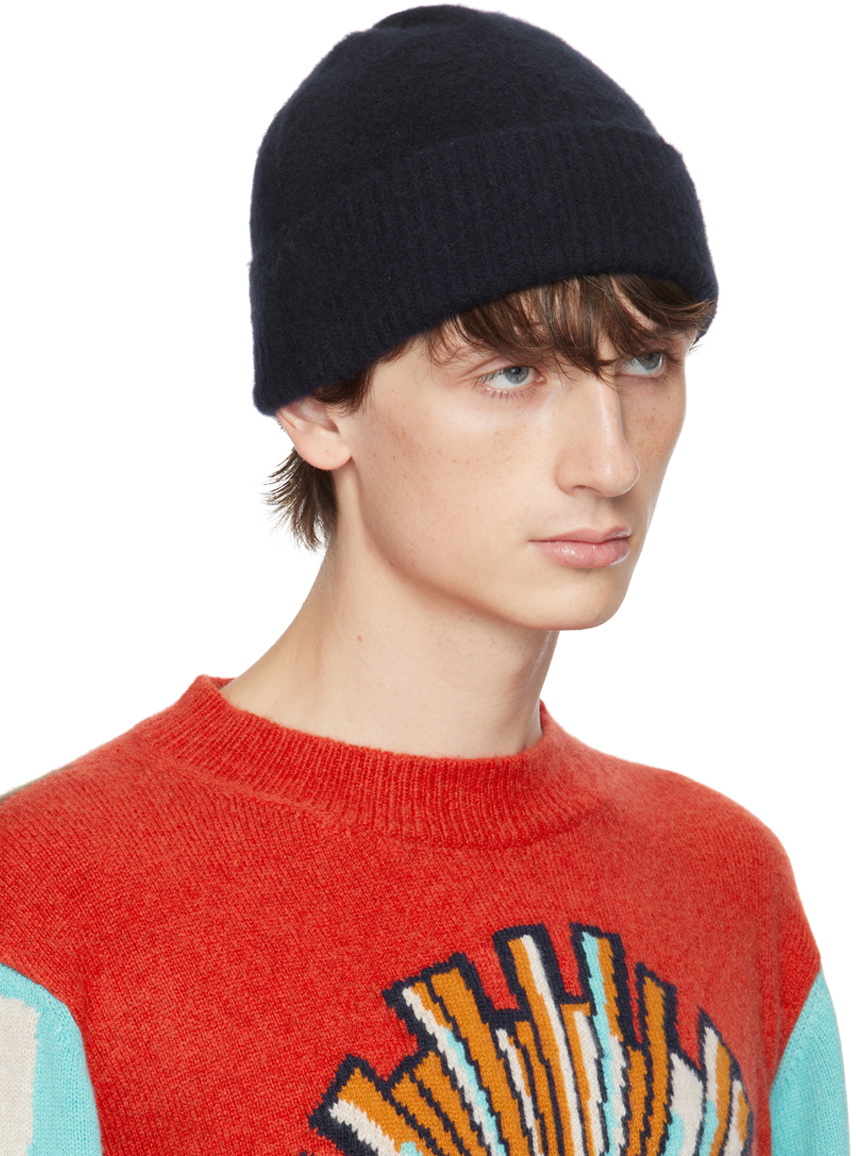 ZEGNA x The Elder Statesman Navy Brushed Beanie