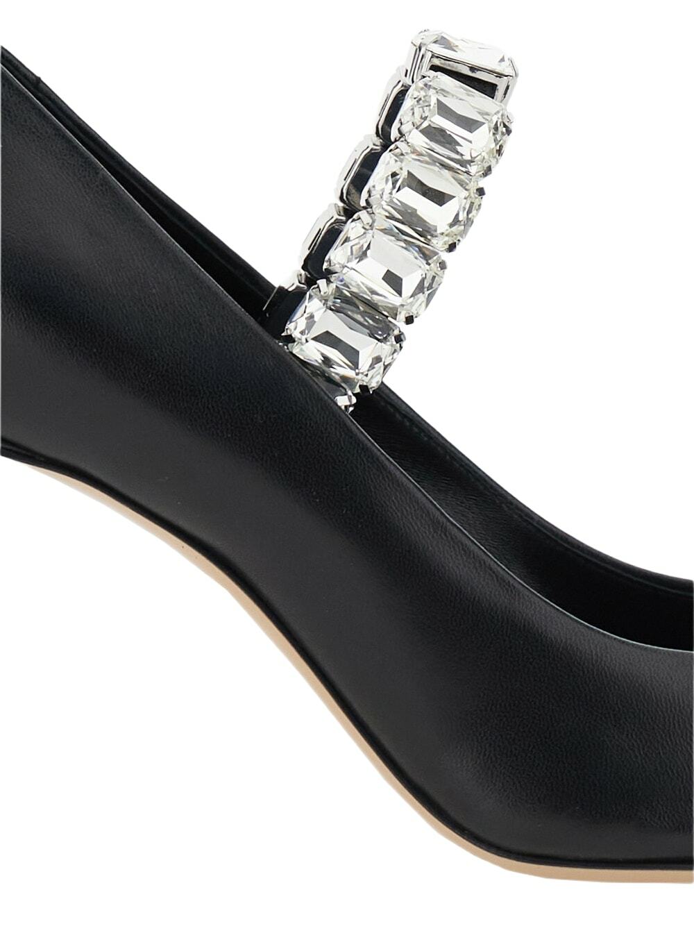 Casadei Black Pumps With Crystal Embellished Strap And High Stiletto Heel In Leather Woman