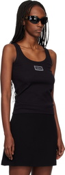 Versace Black Ribbed Stretch Cotton Tank Top