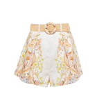 Zimmermann - High-waisted floral linen shorts