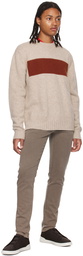 ZEGNA Taupe Striped Sweater