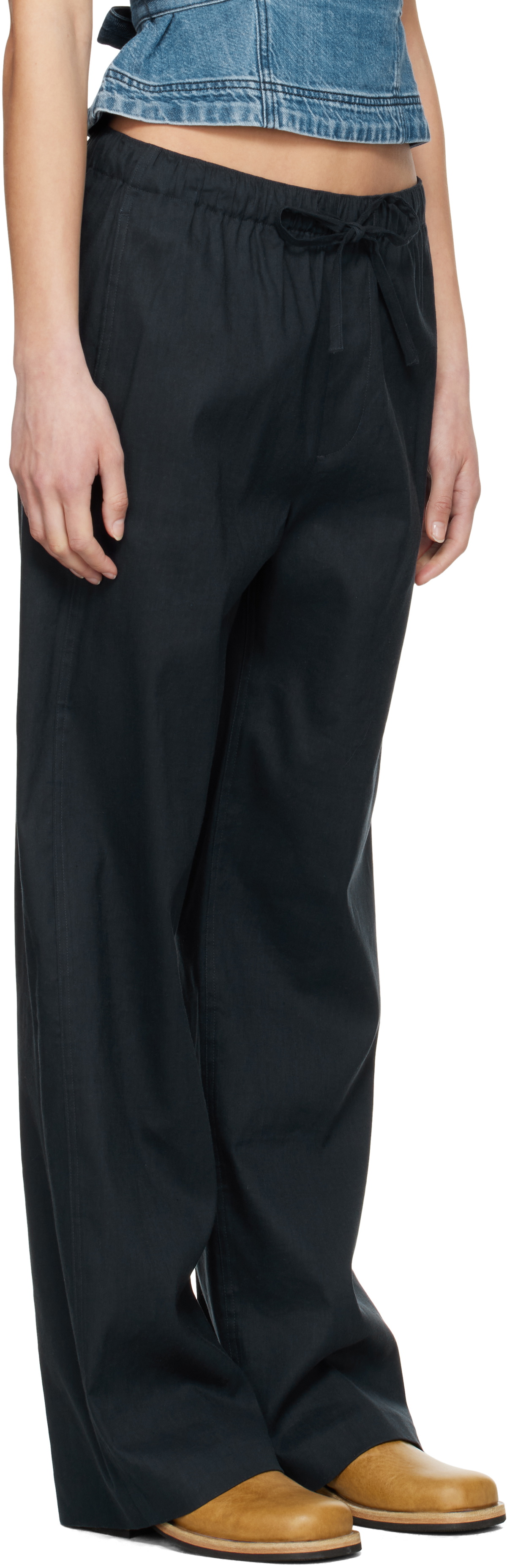 rag & bone Navy Logan Linen-Blend Beach Lounge Pants