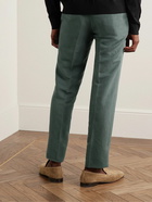 Canali - Straight-Leg Linen and Silk-Blend Trousers - Green