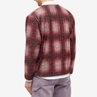 PLEASURES Men's Spray Check Mohair Cardigan in Red