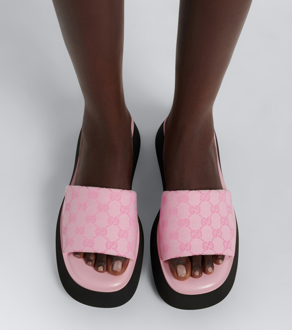 Gucci GG canvas platform slides