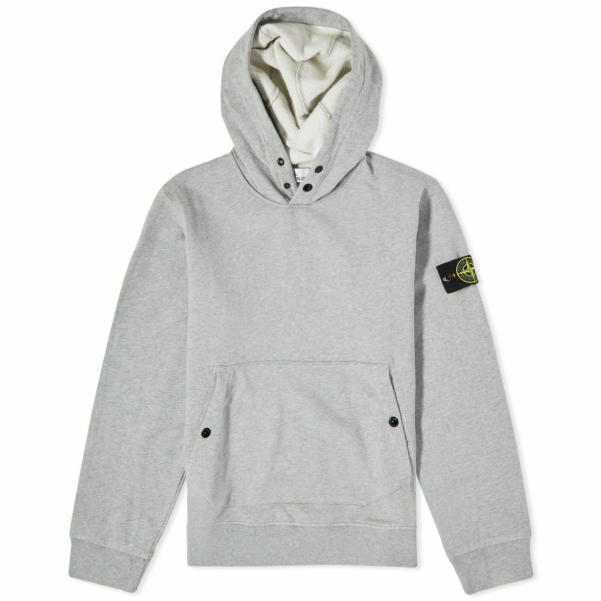 トップス STONE  SNAP BUTTON HOODIE 23AW Stone Island Men's Snap Neck Popover Hoodie in Grey Melange Stone
