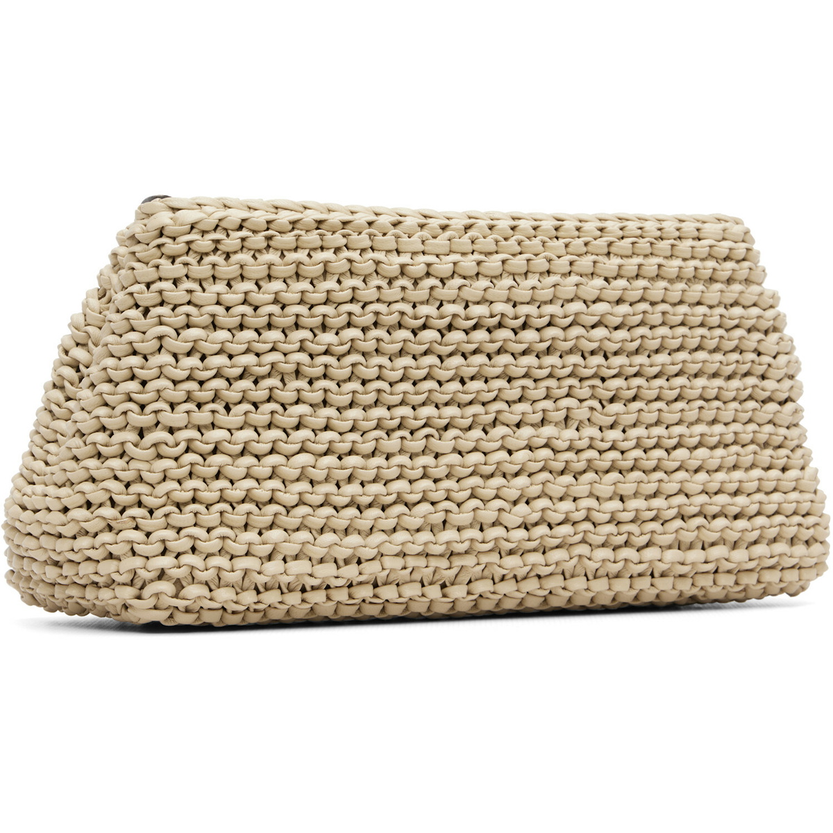 TOTEME Beige Mini T-Lock Woven-Leather Clutch
