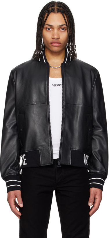 Photo: Versace Jeans Couture Black Lambskin Leather Jacket
