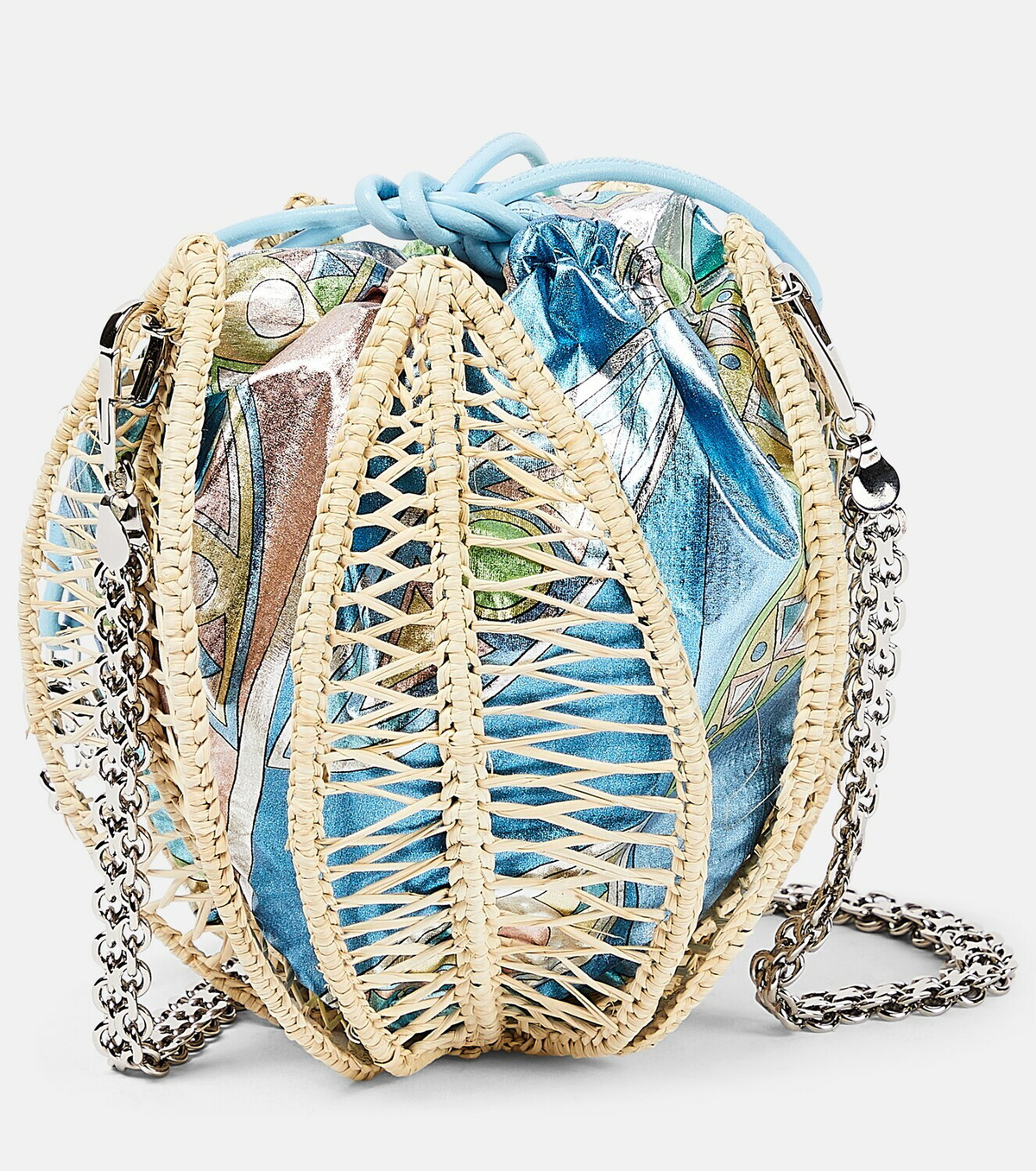 Pucci Raffia leather-trimmed bucket bag
