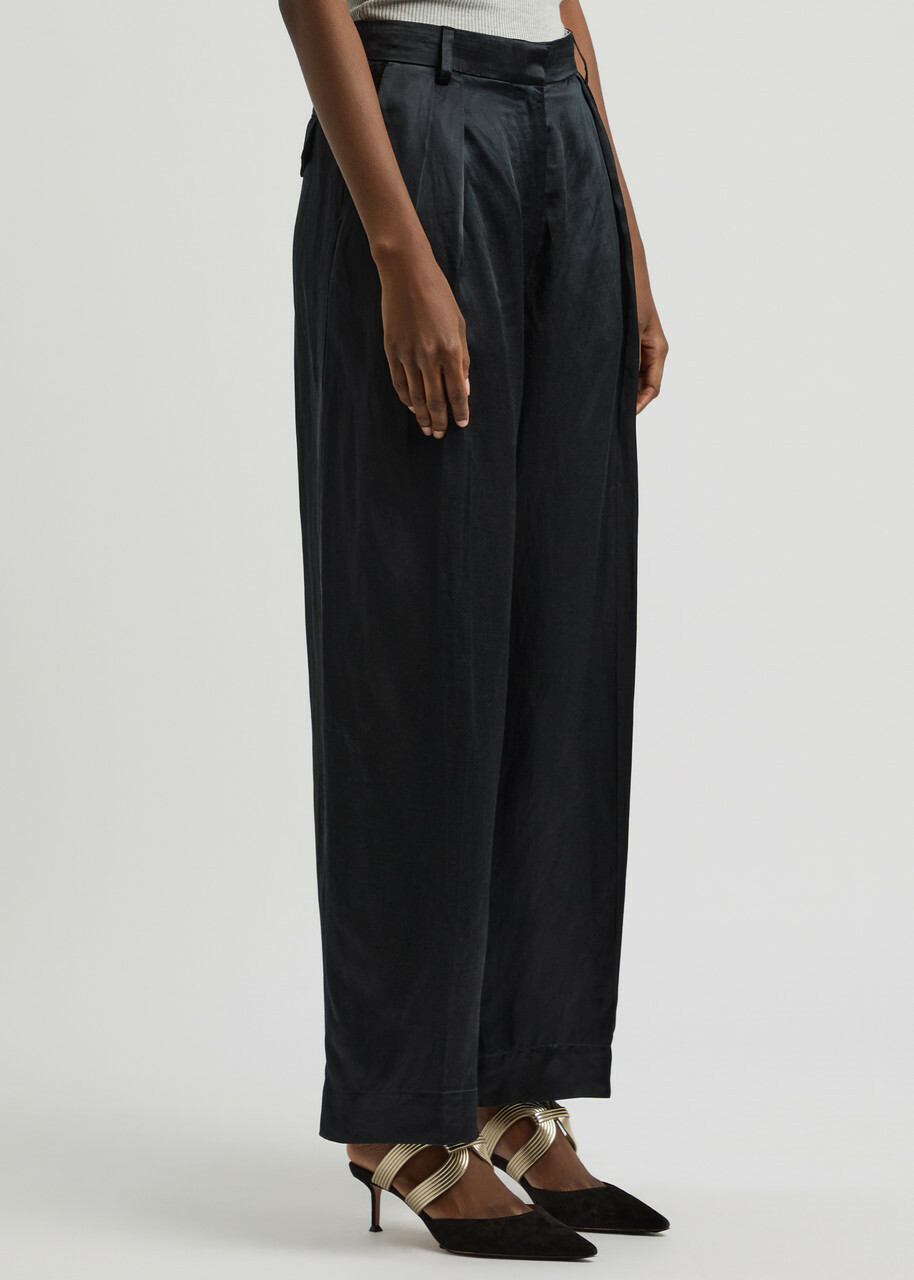 Day Birger ET Mikkelsen Enzo Tapered-leg Satin Trousers Black