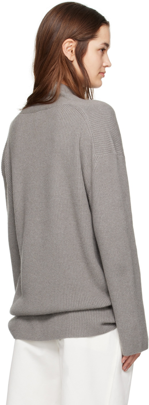Gray V-Neck Sweater Coat