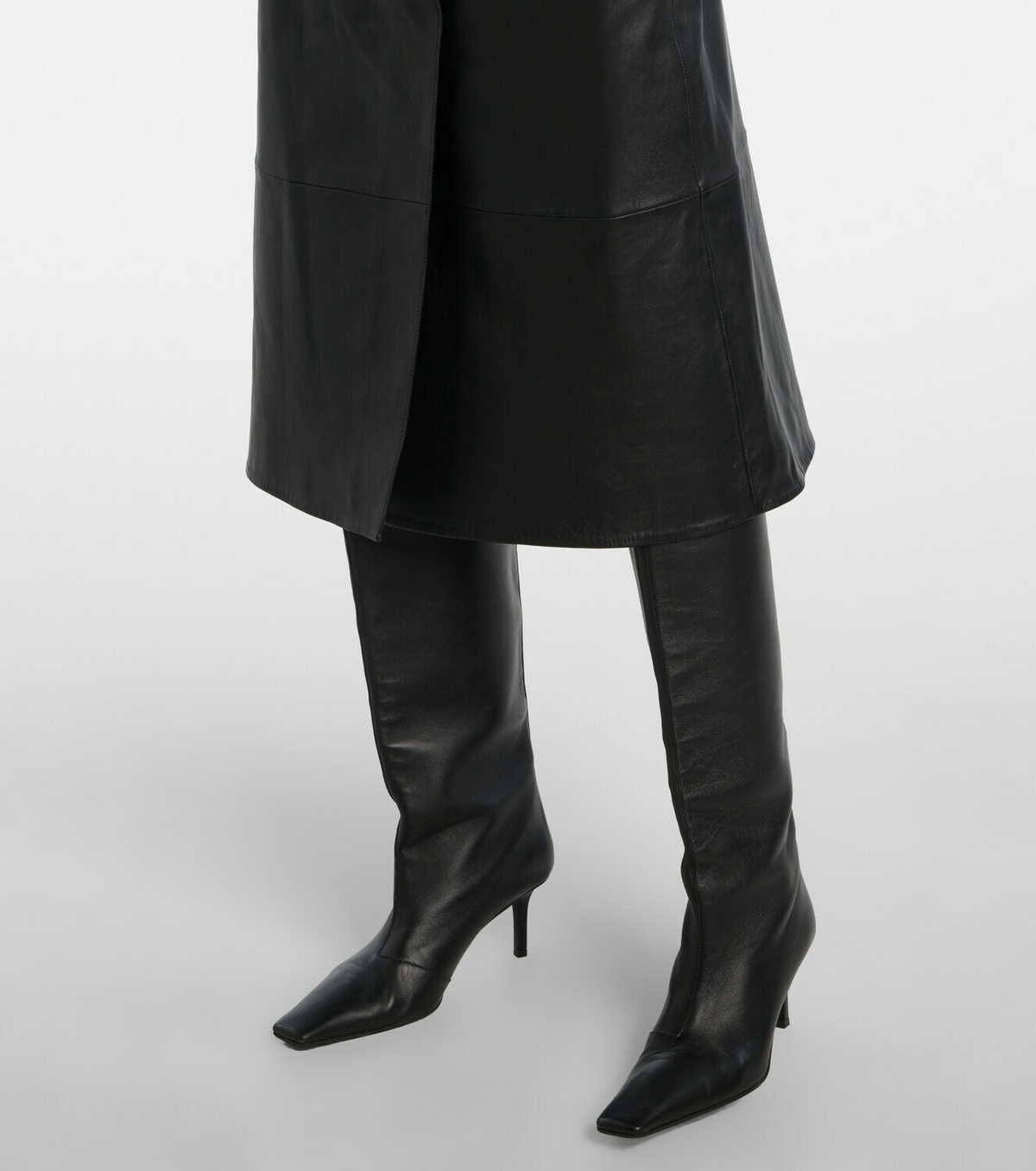 Yves Salomon Leather midi skirt