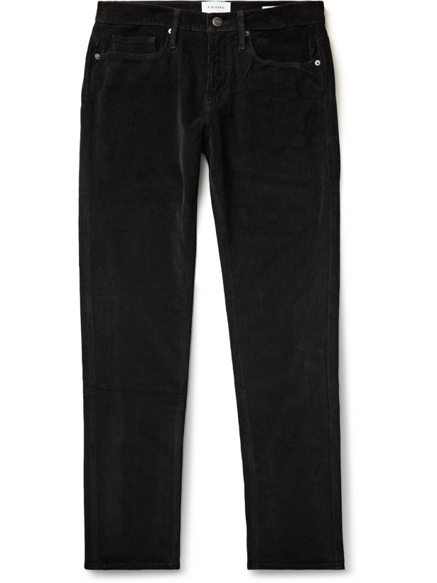 Photo: FRAME - L'Homme Slim-Fit Cotton-Blend Corduroy Trousers - Black
